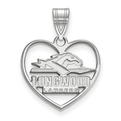 Women's Longwood Lancers Sterling Silver Logo Heart Pendant