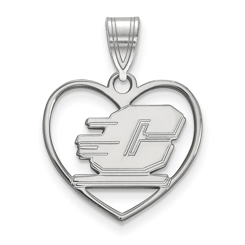 Women's Cent. Michigan Chippewas Sterling Silver Logo Heart Pendant