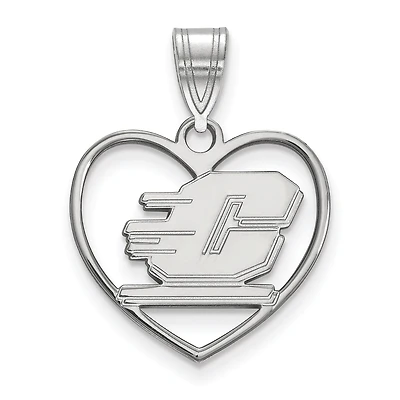 Women's Cent. Michigan Chippewas Sterling Silver Logo Heart Pendant