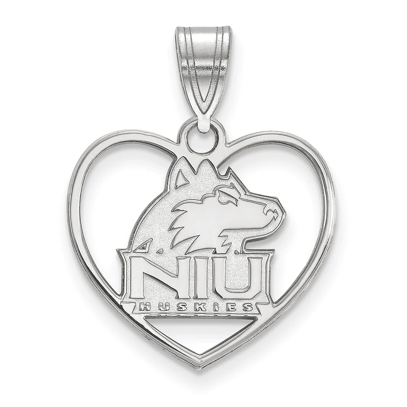 Women's Northern Illinois Huskies Sterling Silver Logo Heart Pendant