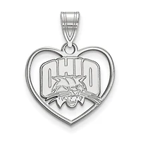 Women's Ohio Bobcats Sterling Silver Logo Heart Pendant