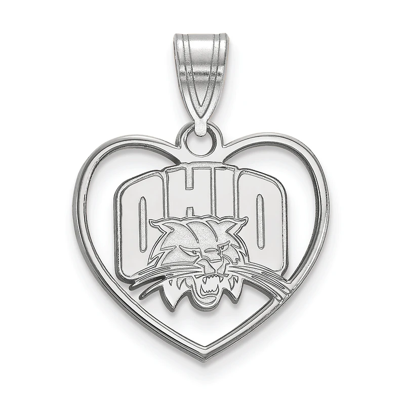 Women's Ohio Bobcats Sterling Silver Logo Heart Pendant