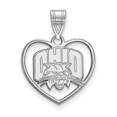 Women's Ohio Bobcats Sterling Silver Logo Heart Pendant