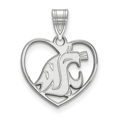 Women's Washington State Cougars Sterling Silver Logo Heart Pendant