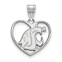 Women's Washington State Cougars Sterling Silver Logo Heart Pendant