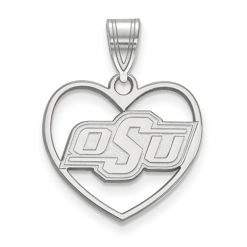 Women's Oklahoma State Cowboys Sterling Silver Logo Heart Pendant