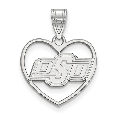 Women's Oklahoma State Cowboys Sterling Silver Logo Heart Pendant