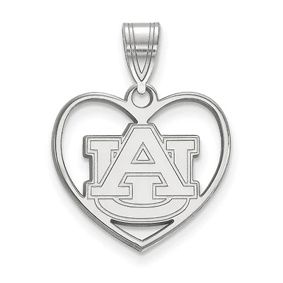 Women's Auburn Tigers Sterling Silver Logo Heart Pendant