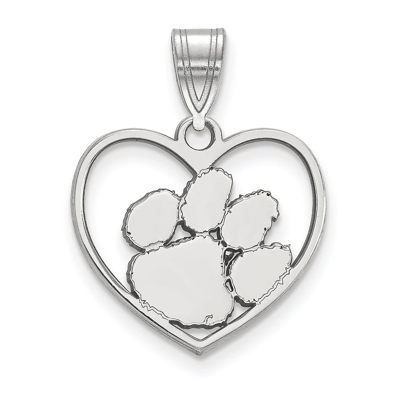 Women's Clemson Tigers Sterling Silver Logo Heart Pendant