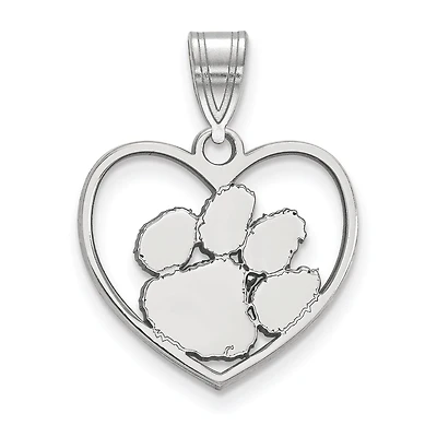 Women's Clemson Tigers Sterling Silver Logo Heart Pendant