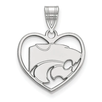 Women's Kansas State Wildcats Sterling Silver Logo Heart Pendant