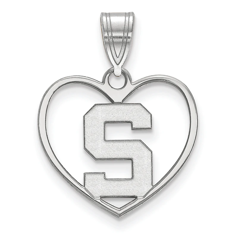 Women's Michigan State Spartans Sterling Silver Logo Heart Pendant