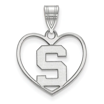 Women's Michigan State Spartans Sterling Silver Logo Heart Pendant