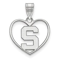Women's Michigan State Spartans Sterling Silver Logo Heart Pendant