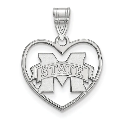 Women's Mississippi State Bulldogs Sterling Silver Logo Heart Pendant