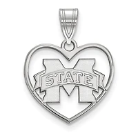 Women's Mississippi State Bulldogs Sterling Silver Logo Heart Pendant