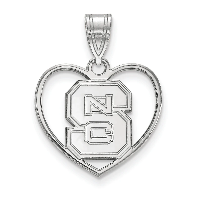 Women's NC State Wolfpack Sterling Silver Logo Heart Pendant