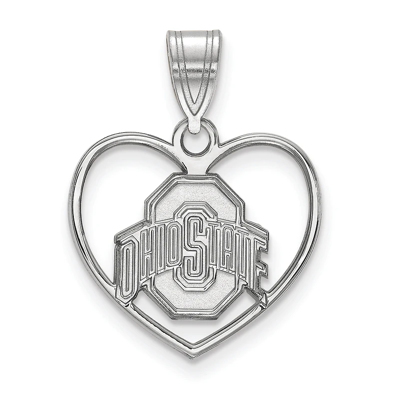 Women's Ohio State Buckeyes Sterling Silver Logo Heart Pendant