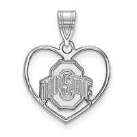 Women's Ohio State Buckeyes Sterling Silver Logo Heart Pendant