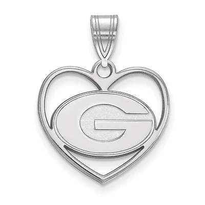 Women's Georgia Bulldogs Sterling Silver Logo Heart Pendant