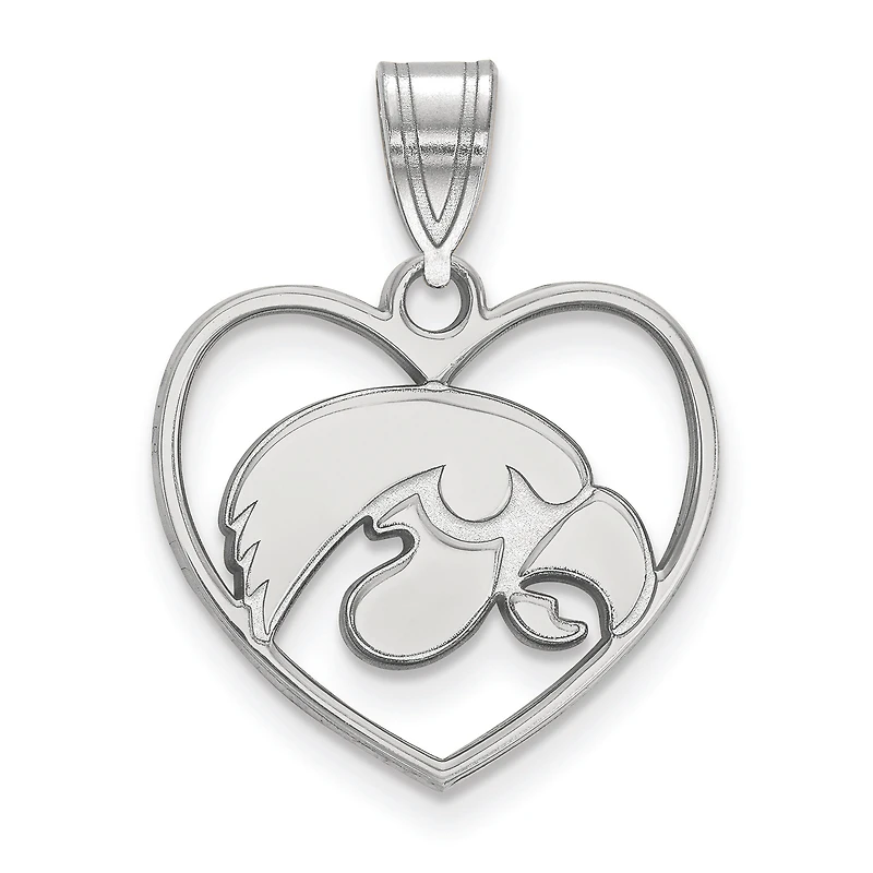 Women's Iowa Hawkeyes Sterling Silver Logo Heart Pendant