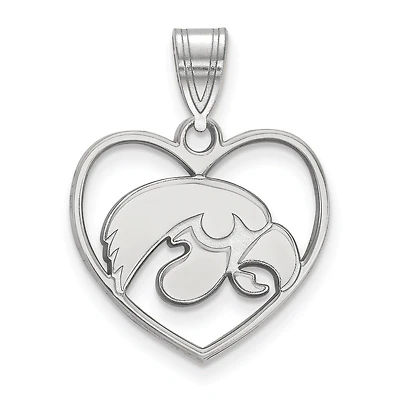 Women's Iowa Hawkeyes Sterling Silver Logo Heart Pendant