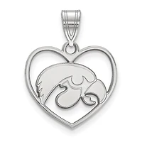 Women's Iowa Hawkeyes Sterling Silver Logo Heart Pendant