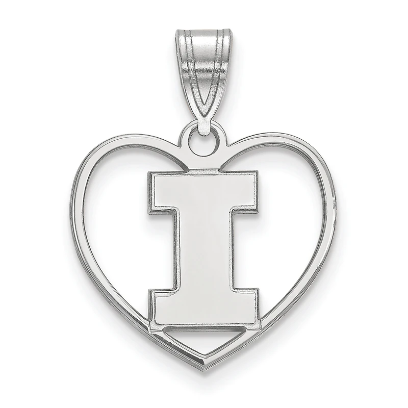Women's Illinois Fighting Illini Sterling Silver Logo Heart Pendant