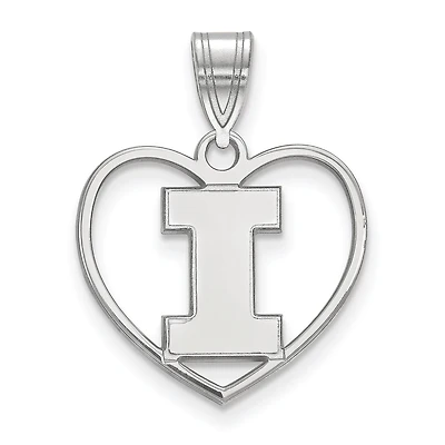Women's Illinois Fighting Illini Sterling Silver Logo Heart Pendant