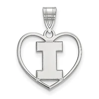 Women's Illinois Fighting Illini Sterling Silver Logo Heart Pendant