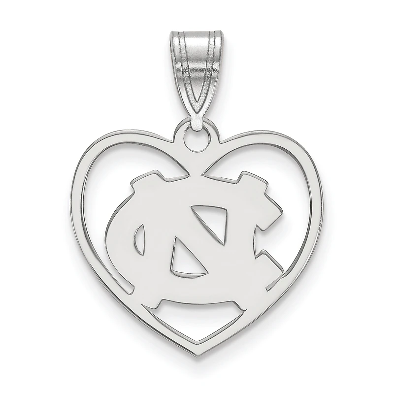 Women's North Carolina Tar Heels Sterling Silver Logo Heart Pendant