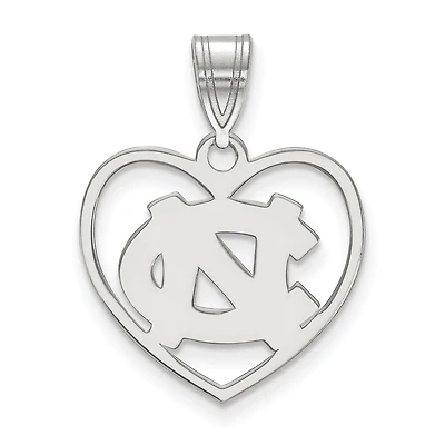 Women's North Carolina Tar Heels Sterling Silver Logo Heart Pendant