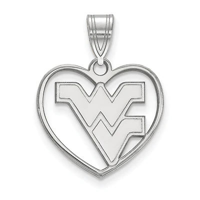 Women's West Virginia Mountaineers Sterling Silver Logo Heart Pendant