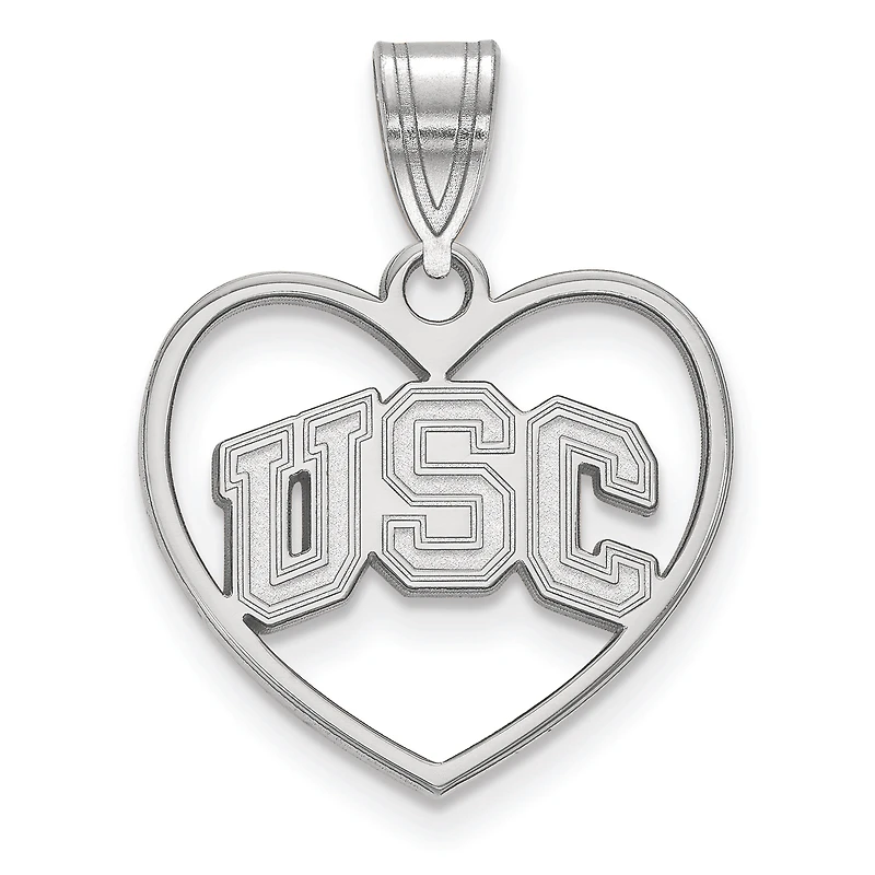 Women's USC Trojans Sterling Silver Logo Heart Pendant