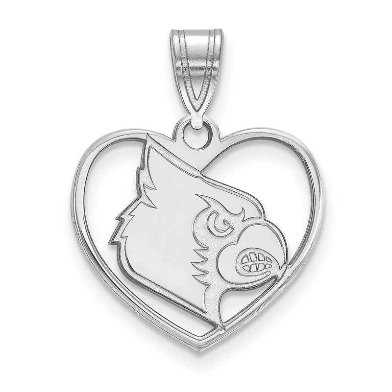 Women's Louisville Cardinals Sterling Silver Logo Heart Pendant