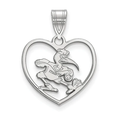 Women's Miami Hurricanes Sterling Silver Mascot Heart Pendant