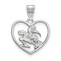 Women's Miami Hurricanes Sterling Silver Mascot Heart Pendant