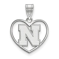 Women's Nebraska Huskers Sterling Silver Logo Heart Pendant