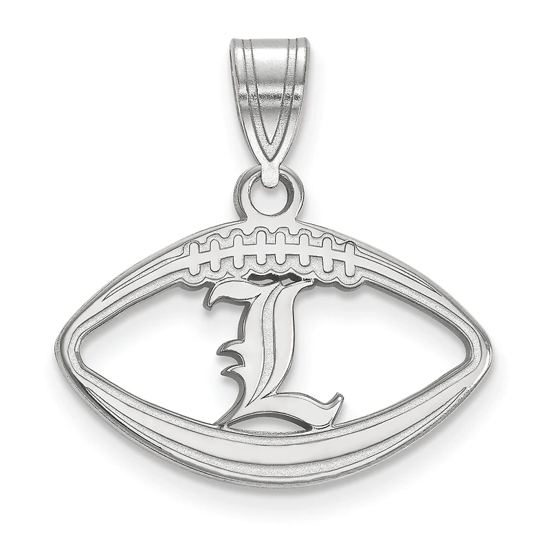 Women's Louisville Cardinals Sterling Silver Script Logo Football Pendant