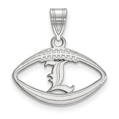 Women's Louisville Cardinals Sterling Silver Script Logo Football Pendant