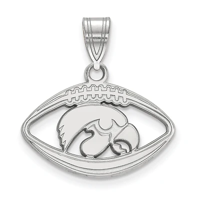 Women's Iowa Hawkeyes Sterling Silver Logo Football Pendant