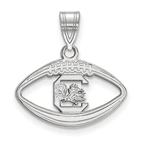 Women's South Carolina Gamecocks Sterling Silver Logo Football Pendant