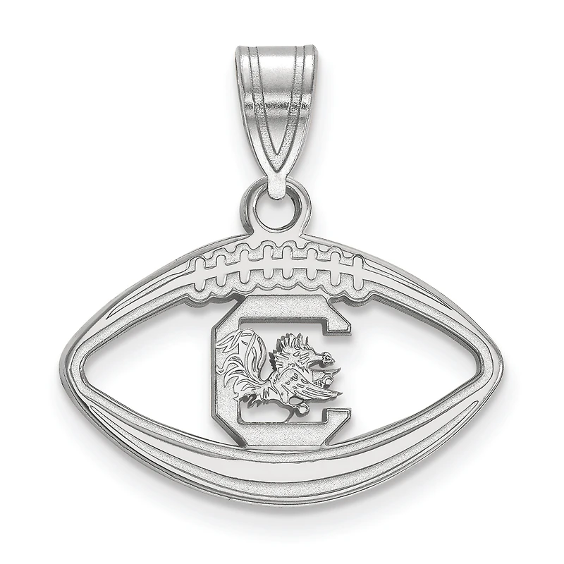 Women's South Carolina Gamecocks Sterling Silver Logo Football Pendant
