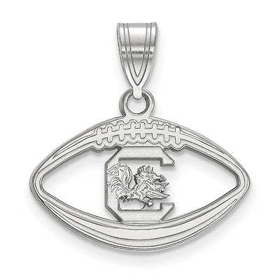 Women's South Carolina Gamecocks Sterling Silver Logo Football Pendant
