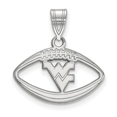 Women's West Virginia Mountaineers Sterling Silver Logo Football Pendant