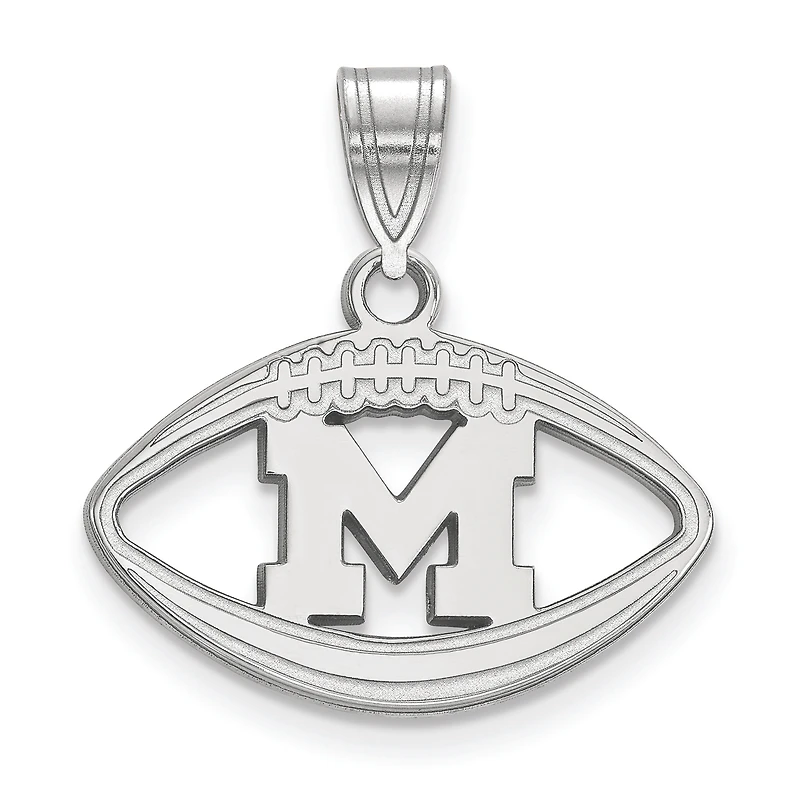 Women's Michigan Wolverines Sterling Silver Logo Football Pendant