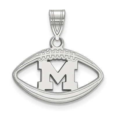 Women's Michigan Wolverines Sterling Silver Logo Football Pendant