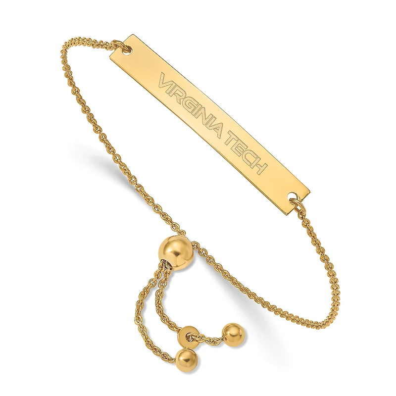 Women's Virginia Tech Hokies Sterling Silver Gold-Plated Adjustable Bar Bracelet