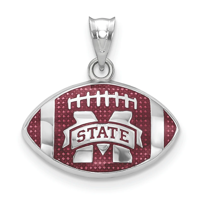 Women's Mississippi State Bulldogs Sterling Silver Enameled Football Logo Pendant