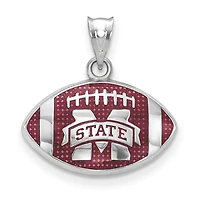 Women's Mississippi State Bulldogs Sterling Silver Enameled Football Logo Pendant